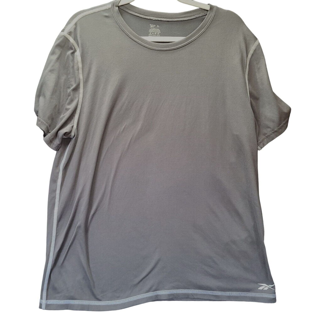 Reebok Mens T-Shirt Grey Size XL Polyester Blend Short Sleeve Pullover Stretch